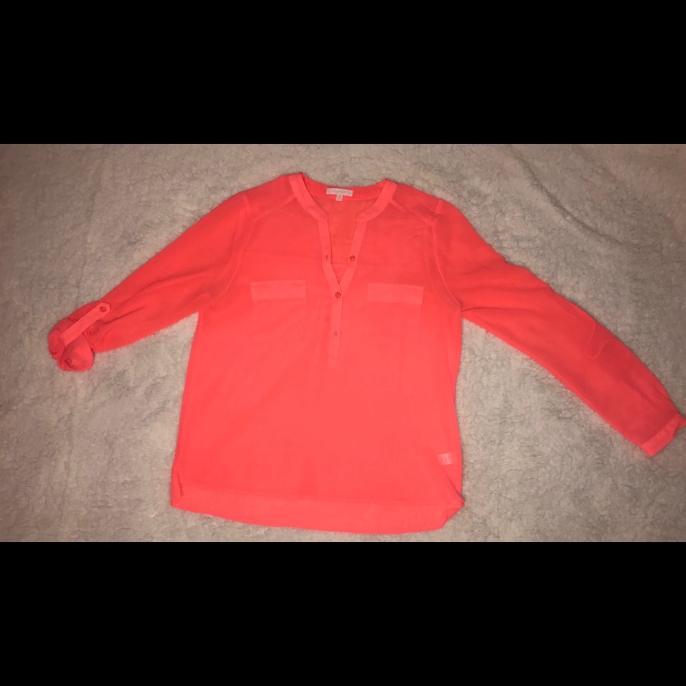 Sugar rain. Bright/neon coral blouse top